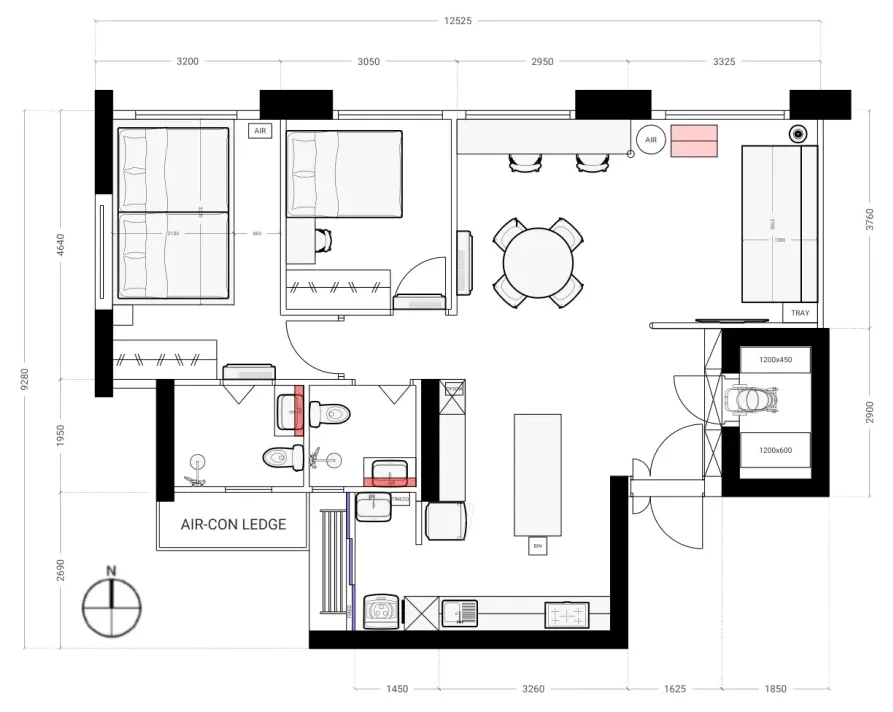 Proposed floor plan drawing, fully dimensioned